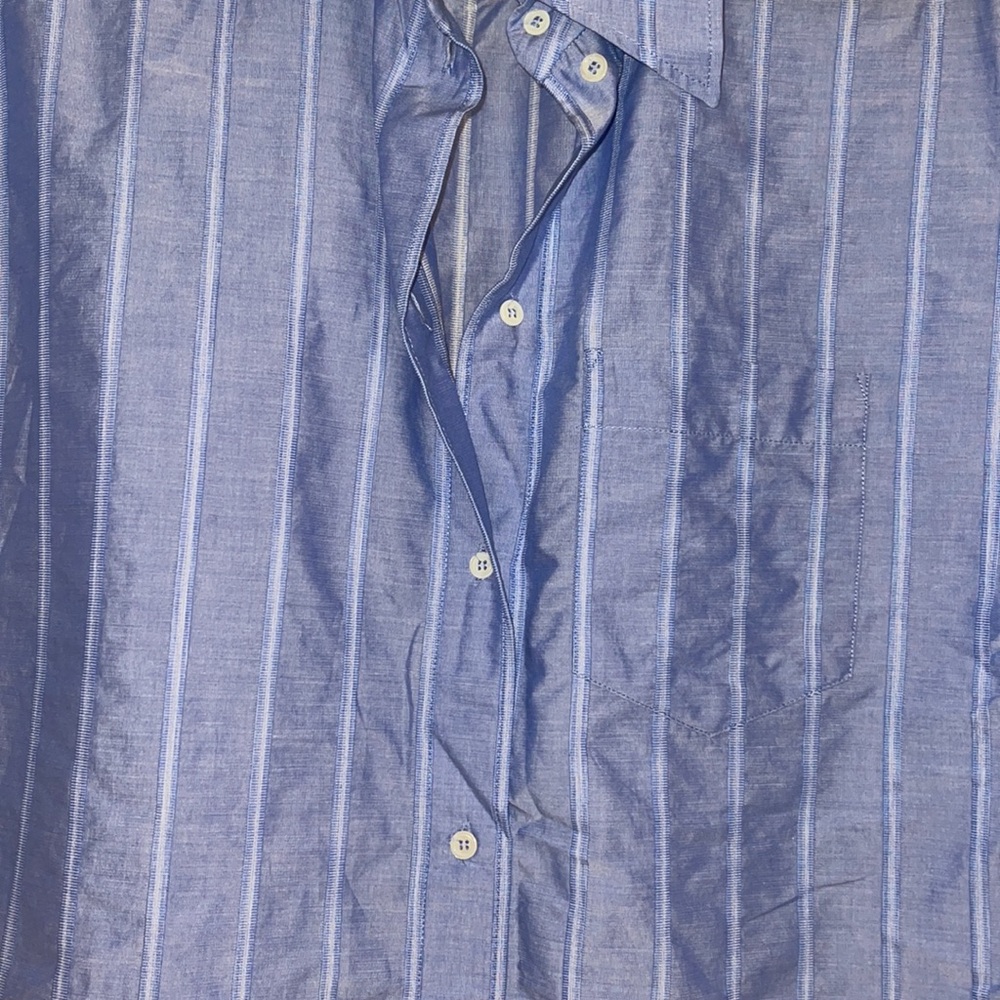 Sandro blue button up short sleeve blouse shirt size Large L - Picture 3 of 7